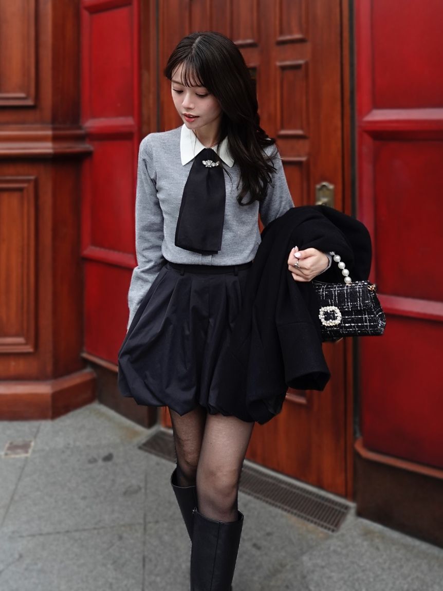 SNIDEL「タイ付きビジューカーディガン」|カーディガン|