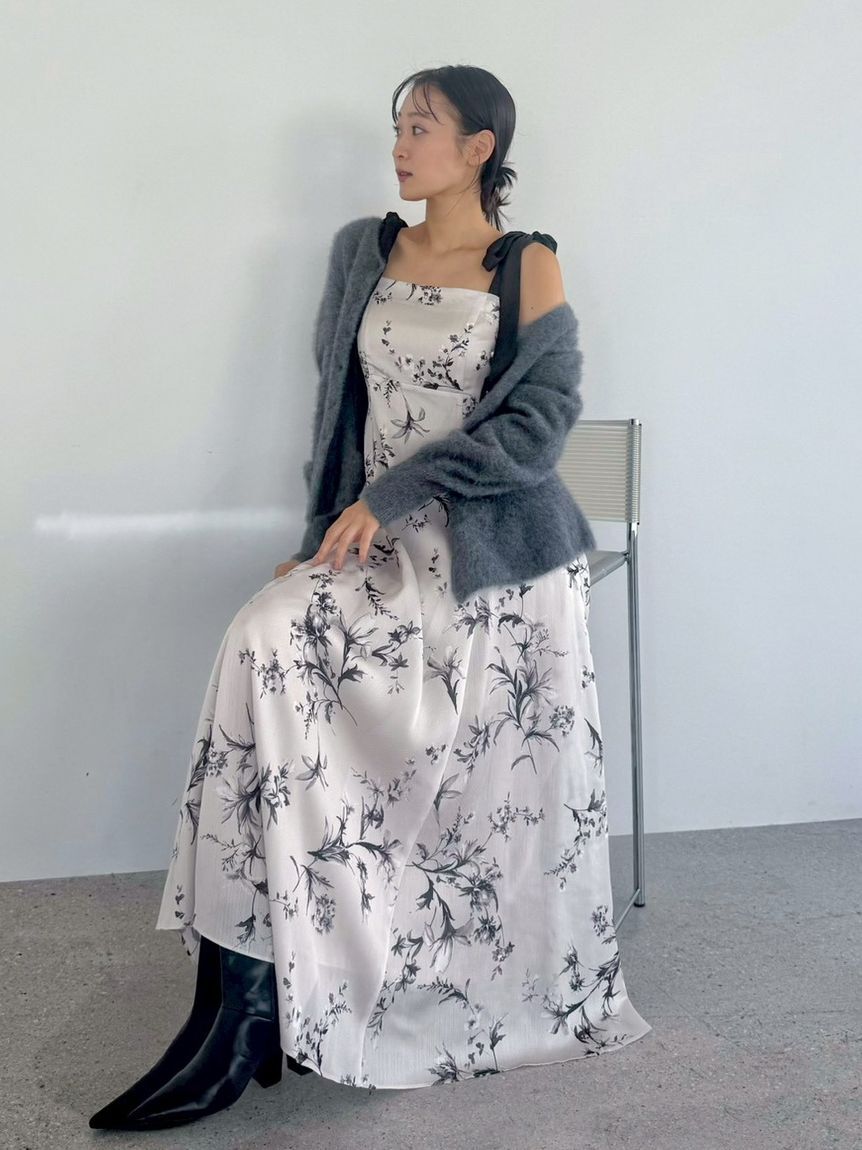 FRAY I.D「【限定カラー・00サイズ】リボンディテールフローラルワンピース」|ワンピース|