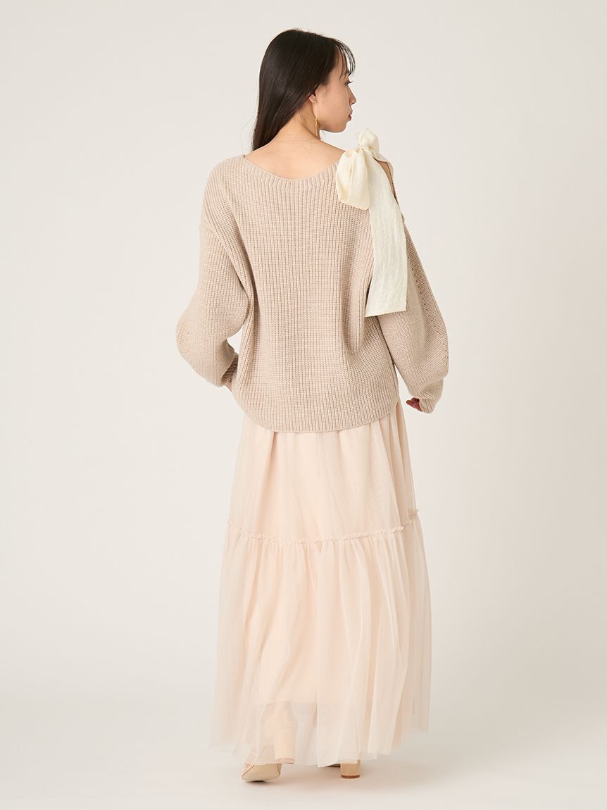 FRAY I.D「リボンニットプル＆チュールスカートセット」|ワンピース|