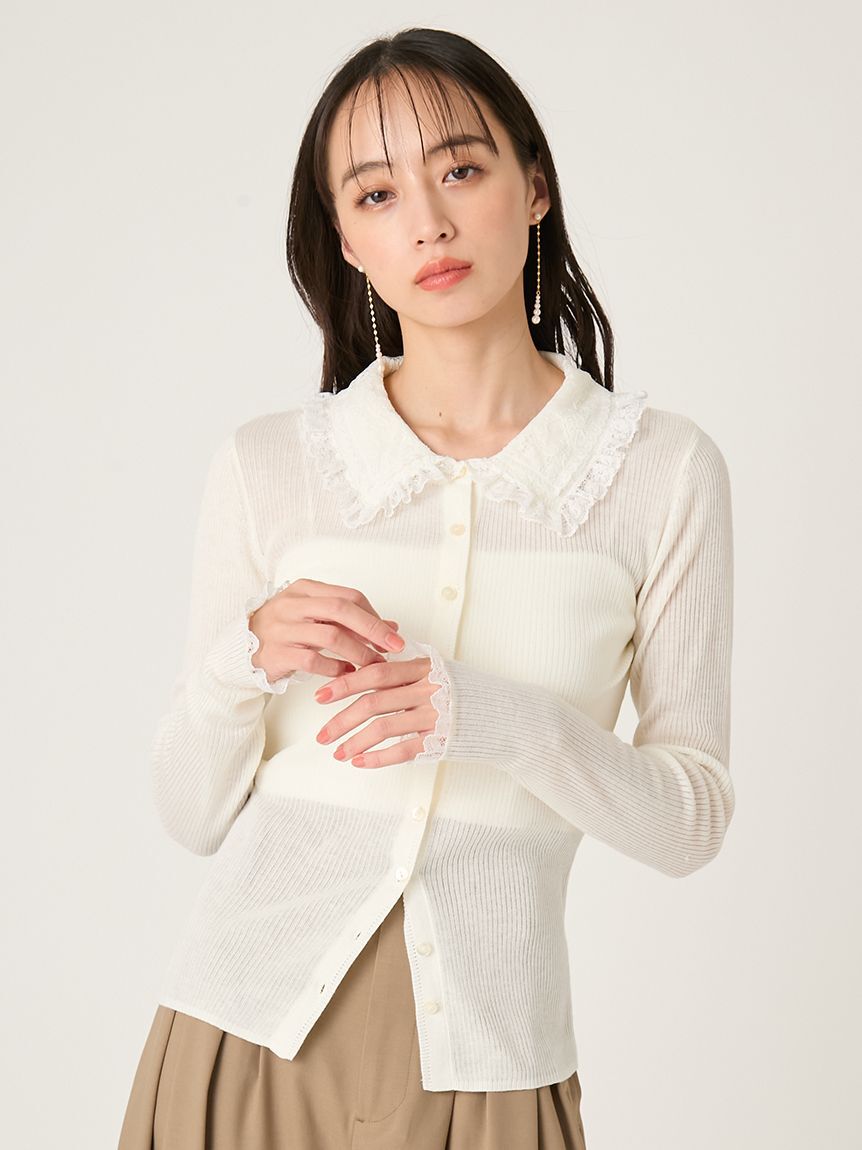 FRAY I.D「レースカラーニットカーディガン」|カーディガン|