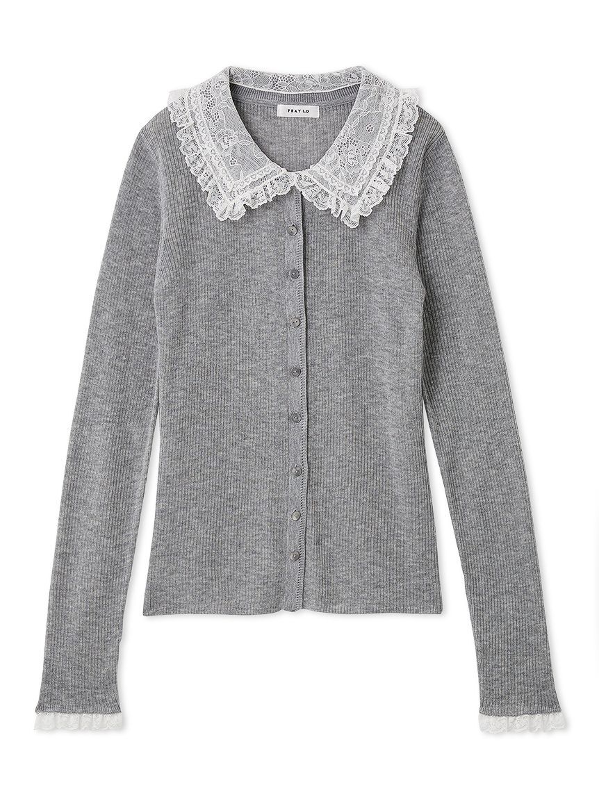 FRAY I.D「レースカラーニットカーディガン」|カーディガン|