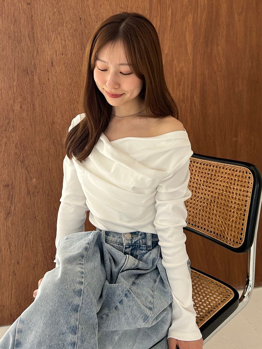 FRAY I.D「ギャザーオフショルカットソー」|Tシャツ・カットソー|WHT