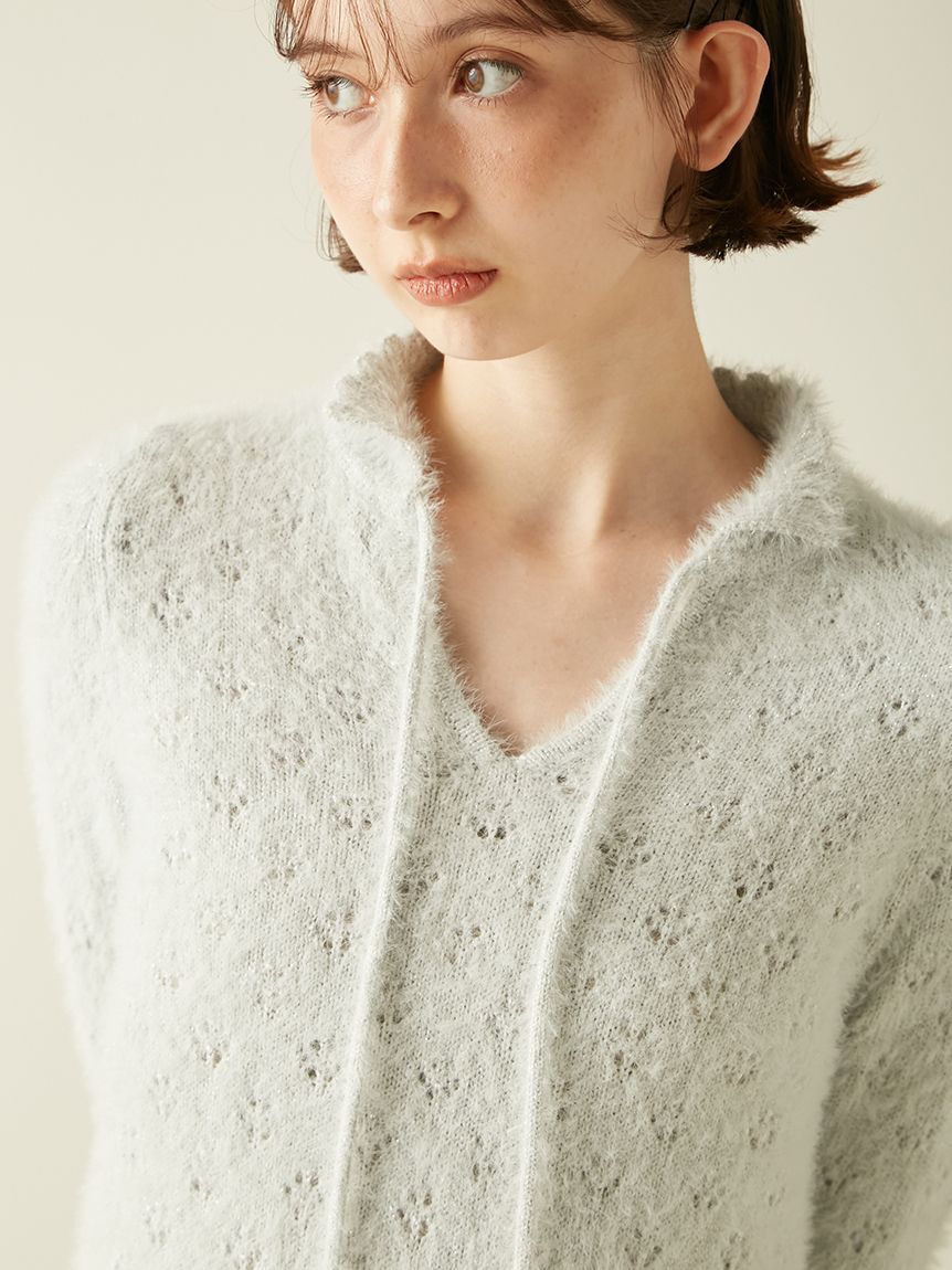 LILY BROWN「フェザークロシェットニットミニワンピース」|ワンピース|