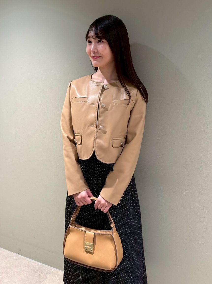 CELFORD「レザーライクショートジャケット」|テーラードジャケット|