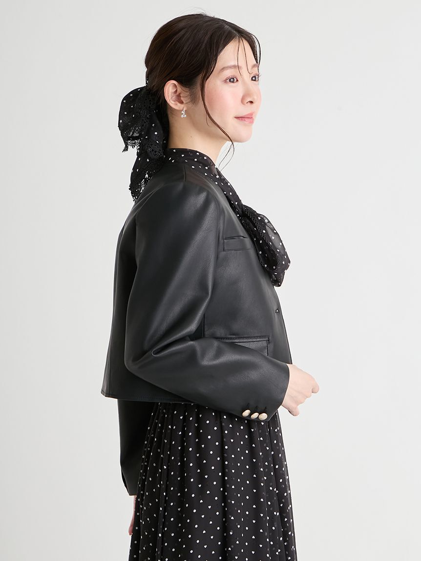 CELFORD「レザーライクショートジャケット」|テーラードジャケット|