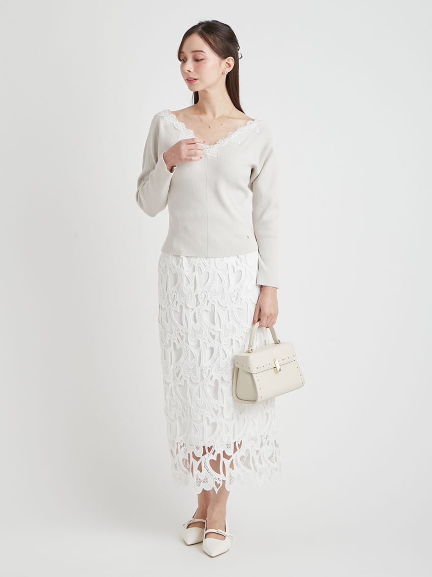 CELFORD「【WEB限定サイズ】ハートレースタイトスカート」|スカート|