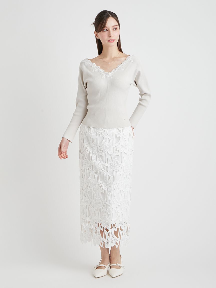 CELFORD「【WEB限定サイズ】ハートレースタイトスカート」|スカート|