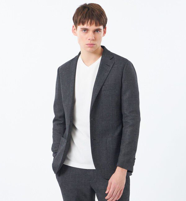 MACKINTOSH PHILOSOPHY「テーラードジャージージャケット グレンチェックカラミ」|テーラードジャケット|ブルー