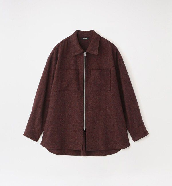  「シモーネツイードオーバージップシャツ」|シャツ・ブラウス|ブラウン