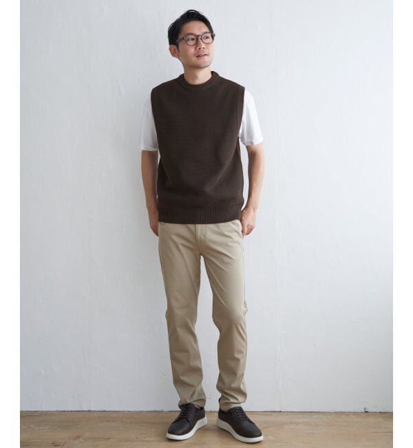 ikka「【洗濯機で洗える】GOKU楽ニット鹿の子ベスト」|ニット・セーター|