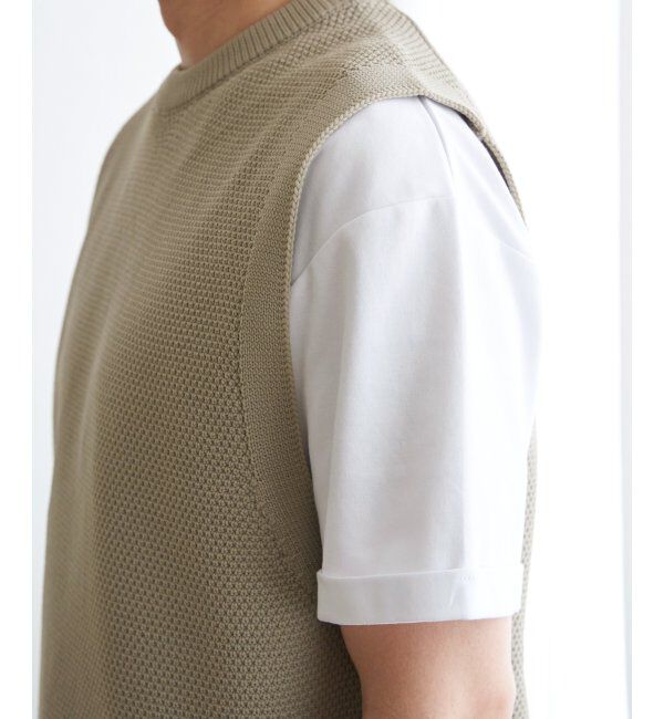 ikka「【洗濯機で洗える】GOKU楽ニット鹿の子ベスト」|ニット・セーター|