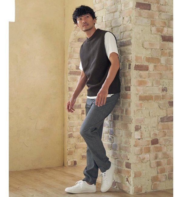 ikka「【洗濯機で洗える】GOKU楽ニット鹿の子ベスト」|ニット・セーター|