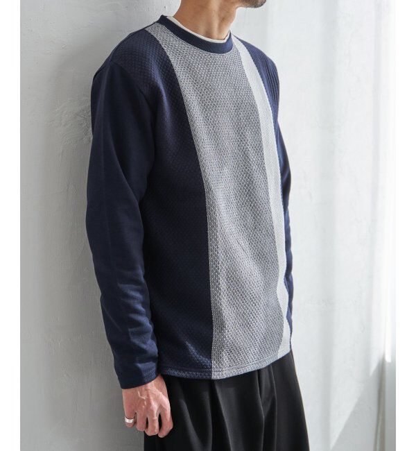 ikka「ブロックスジャカードクルーネック」|パーカー|