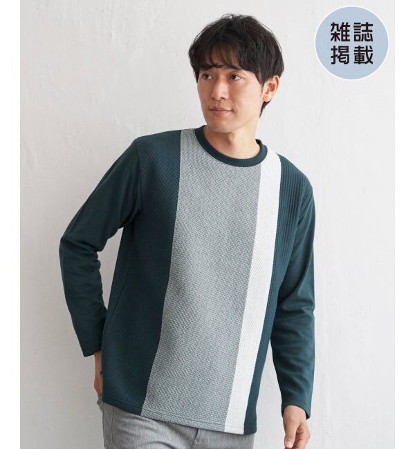 ikka「ブロックスジャカードクルーネック」|パーカー|グリーン