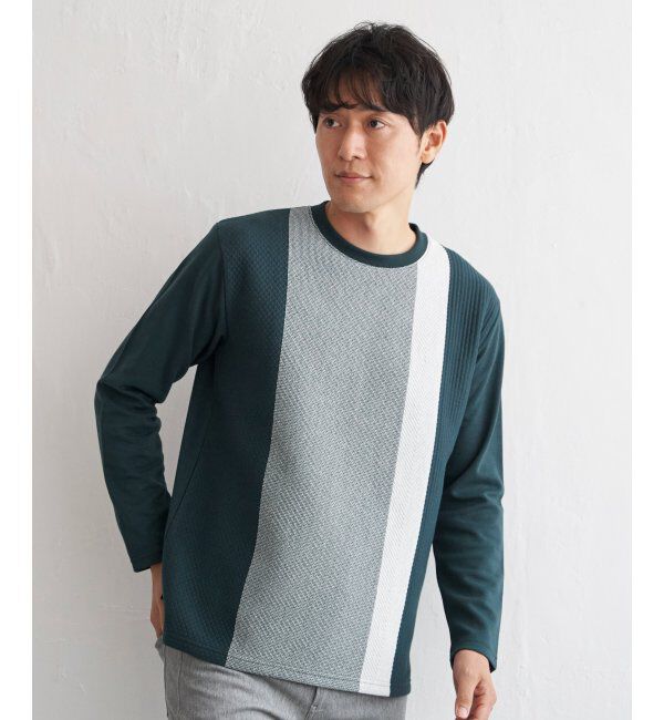 ikka「ブロックスジャカードクルーネック」|パーカー|