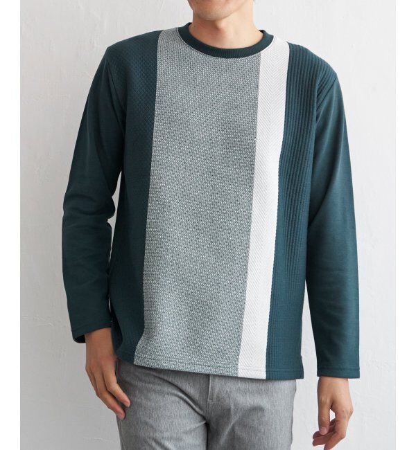 ikka「ブロックスジャカードクルーネック」|パーカー|