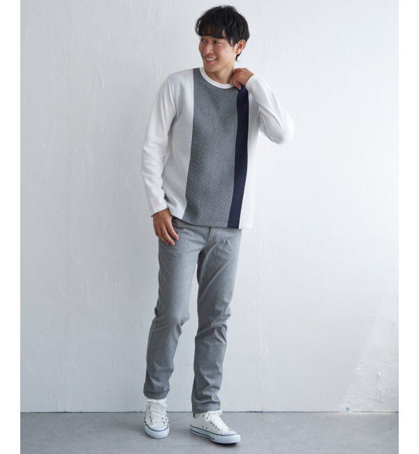 ikka「ブロックスジャカードクルーネック」|パーカー|