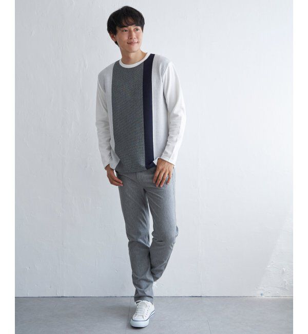 ikka「ブロックスジャカードクルーネック」|パーカー|