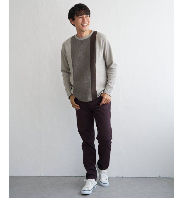 ikka「ブロックスジャカードクルーネック」|パーカー|