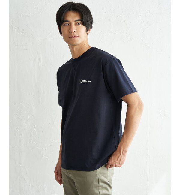 ikka「URBAN NATURE LIFE アーバンネイチャーライフ ドライSP冷感プリントTシャツ」|Tシャツ・カットソー|ネイビーブルー