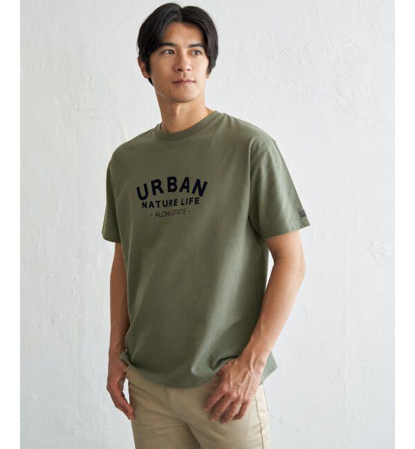 ikka「URBAN NATURE LIFE アーバンネイチャーライフ 鹿の子フロッキープリントTシャツ」|Tシャツ・カットソー|