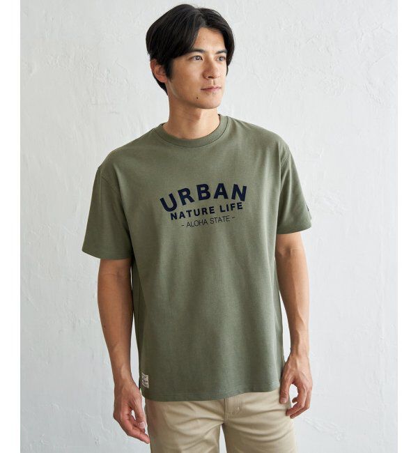 ikka「URBAN NATURE LIFE アーバンネイチャーライフ 鹿の子フロッキープリントTシャツ」|Tシャツ・カットソー|
