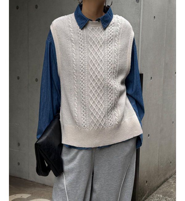 Lbc with Life「ウール混ケーブル2WAYベスト」|ニット・セーター|