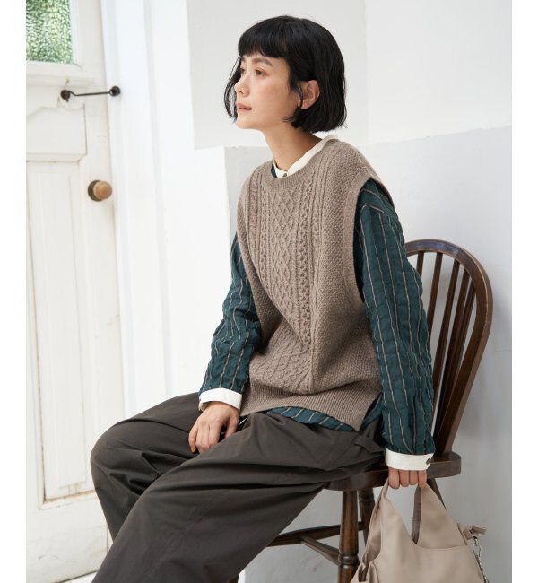 Lbc with Life「ウール混ケーブル2WAYベスト」|ニット・セーター|