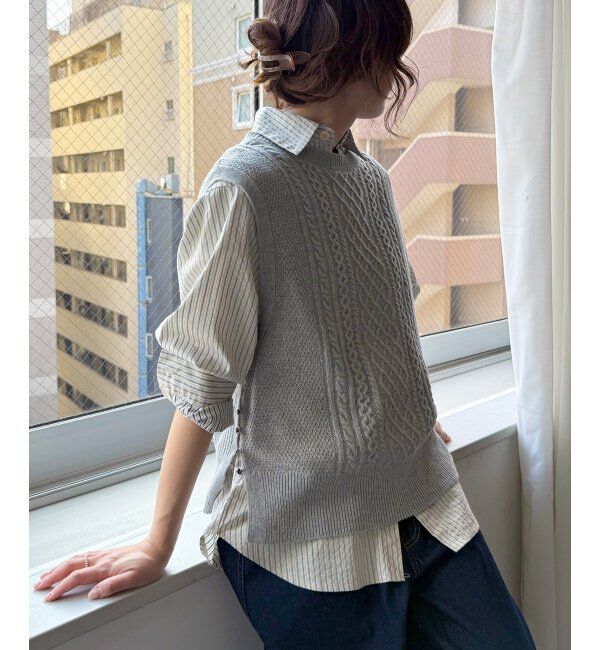 Lbc with Life「ウール混ケーブル2WAYベスト」|ニット・セーター|