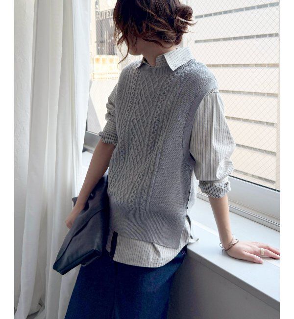 Lbc with Life「ウール混ケーブル2WAYベスト」|ニット・セーター|