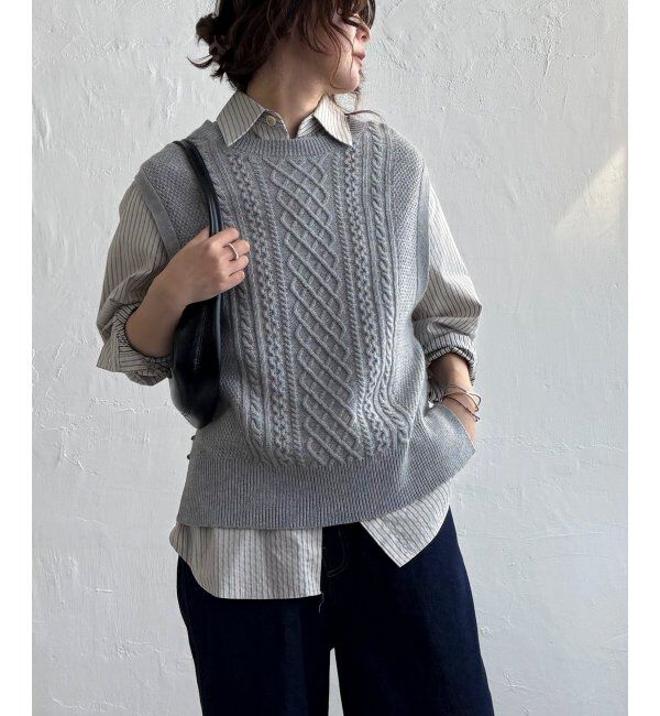 Lbc with Life「ウール混ケーブル2WAYベスト」|ニット・セーター|