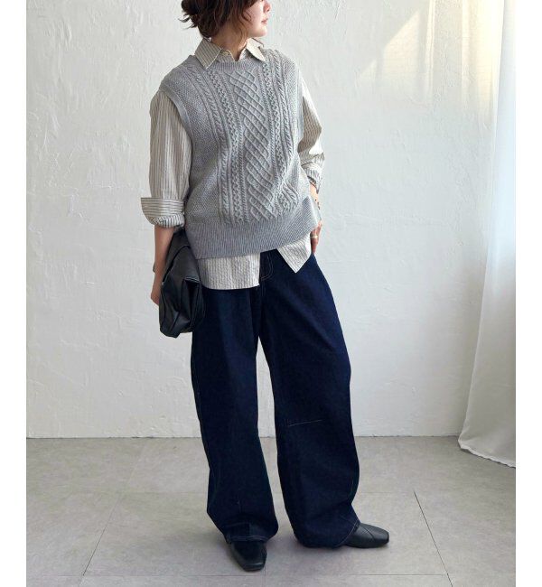 Lbc with Life「ウール混ケーブル2WAYベスト」|ニット・セーター|