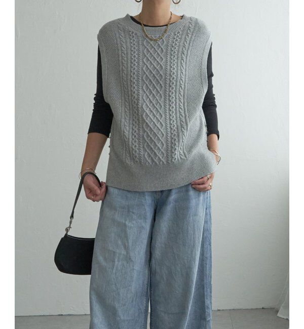 Lbc with Life「ウール混ケーブル2WAYベスト」|ニット・セーター|