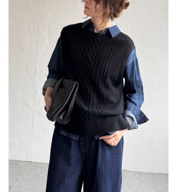 Lbc with Life「ウール混ケーブル2WAYベスト」|ニット・セーター|