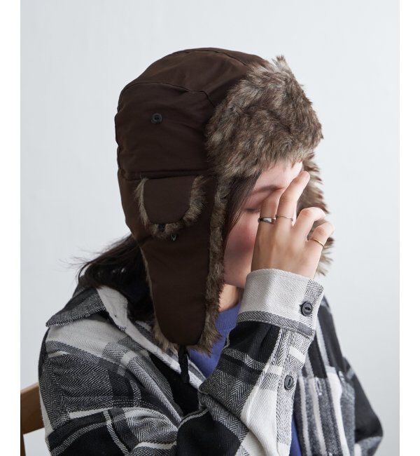 VENCE share style「ブラウンファーフライトキャップ」|その他|ブラウン