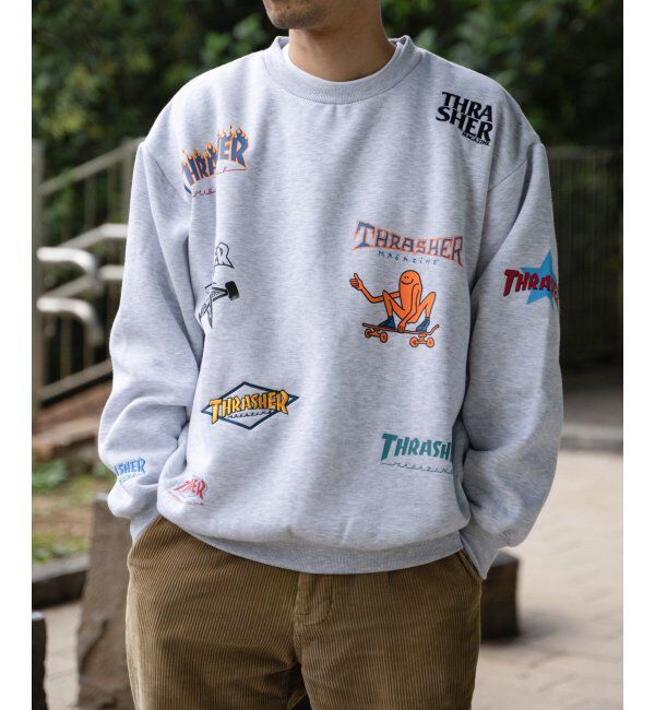 VENCE share style「THRASHER スラッシャー 総柄スウェット」|スウェット・ジャージ|グレー