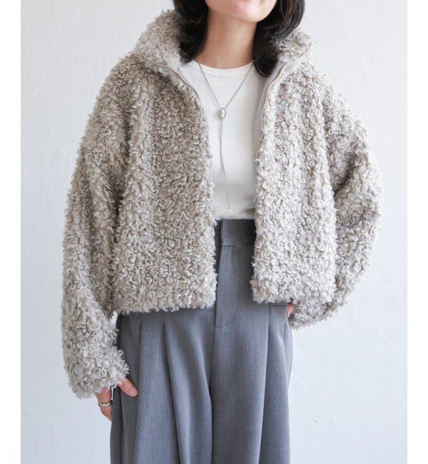 VENCE share style「プードルファースタンドジャケット/スタンドカラー/ショートジャケット」|ブルゾン・スタジャン|