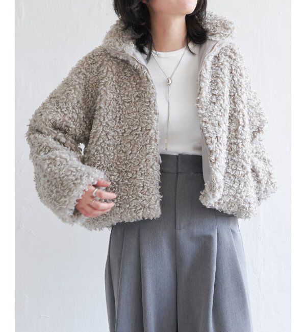 VENCE share style「プードルファースタンドジャケット/スタンドカラー/ショートジャケット」|ブルゾン・スタジャン|