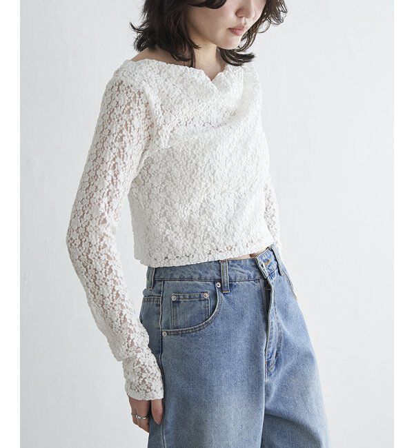 VENCE share style「レースドレープオフショル」|その他|オフホワイト