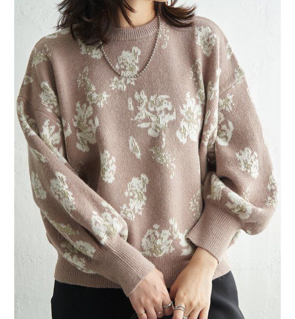 VENCE share style「フラワ－ジャガードプルオーバー」|ニット・セーター|モカ