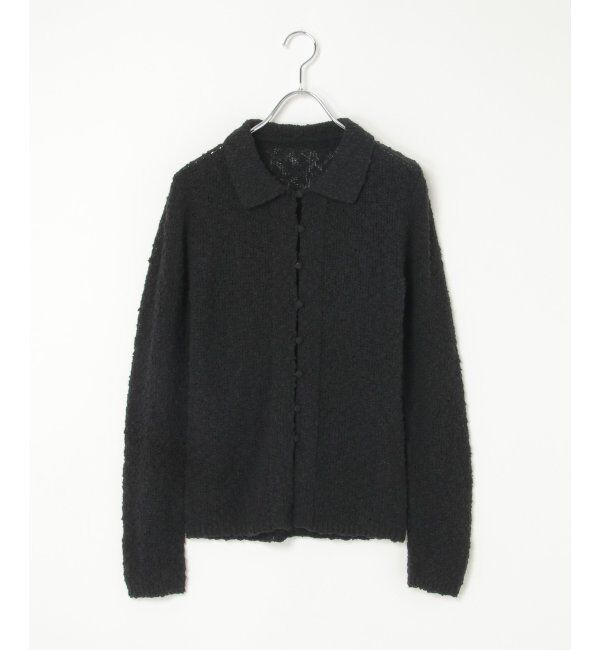 VENCE share style「ツイード風スラブポロカーディガン」|カーディガン|ブラック