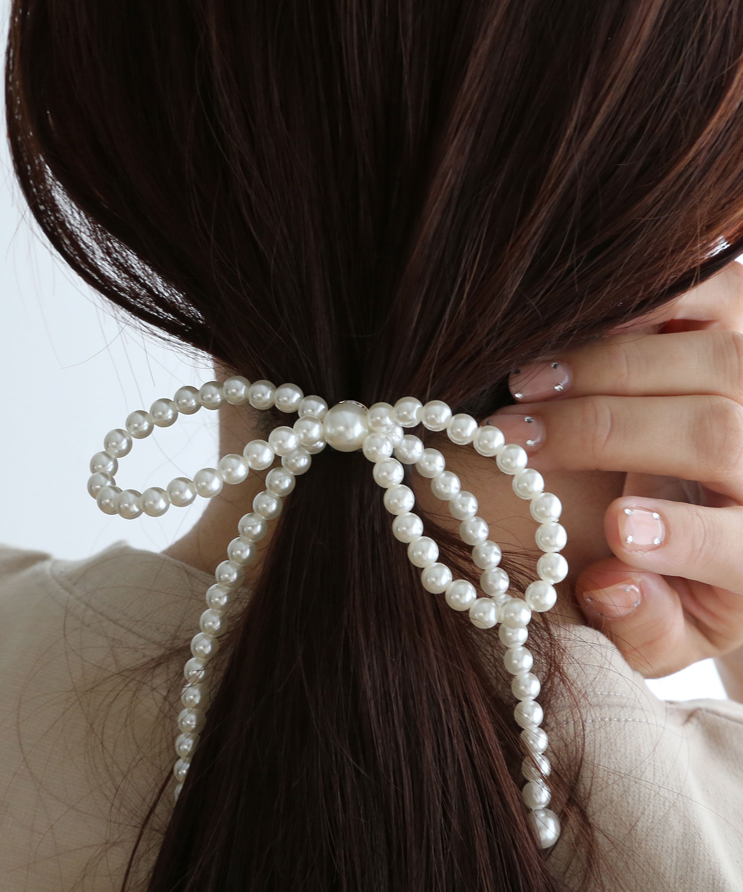  「パールリボンヘアカフ/ヘアフック」|ヘアゴム・シュシュ|