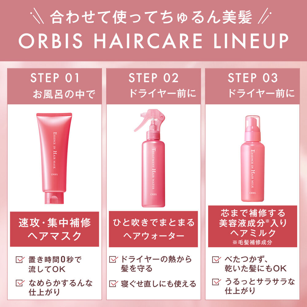 ORBIS「エッセンスインヘアミルク　ボトル入り」|洗い流さないトリートメント|
