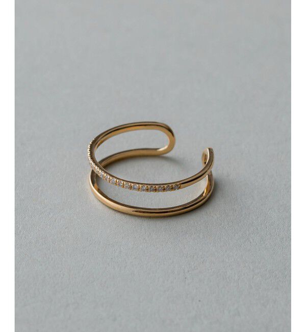 ete「K18YG パーティクル ダブルライン リング」|リング|