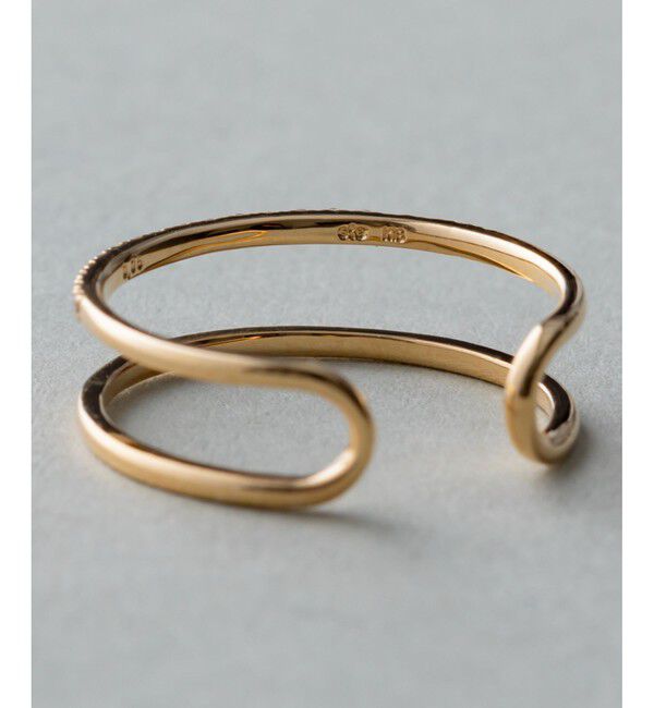 ete「K18YG パーティクル ダブルライン リング」|リング|