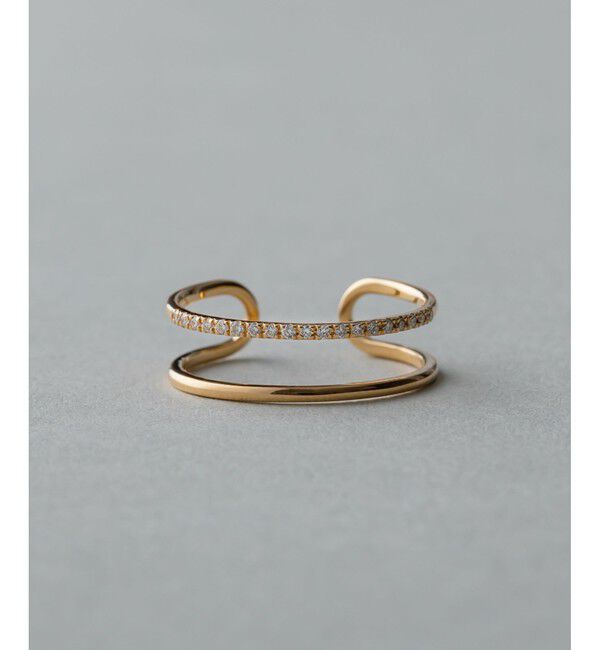 ete「K18YG パーティクル ダブルライン リング」|リング|