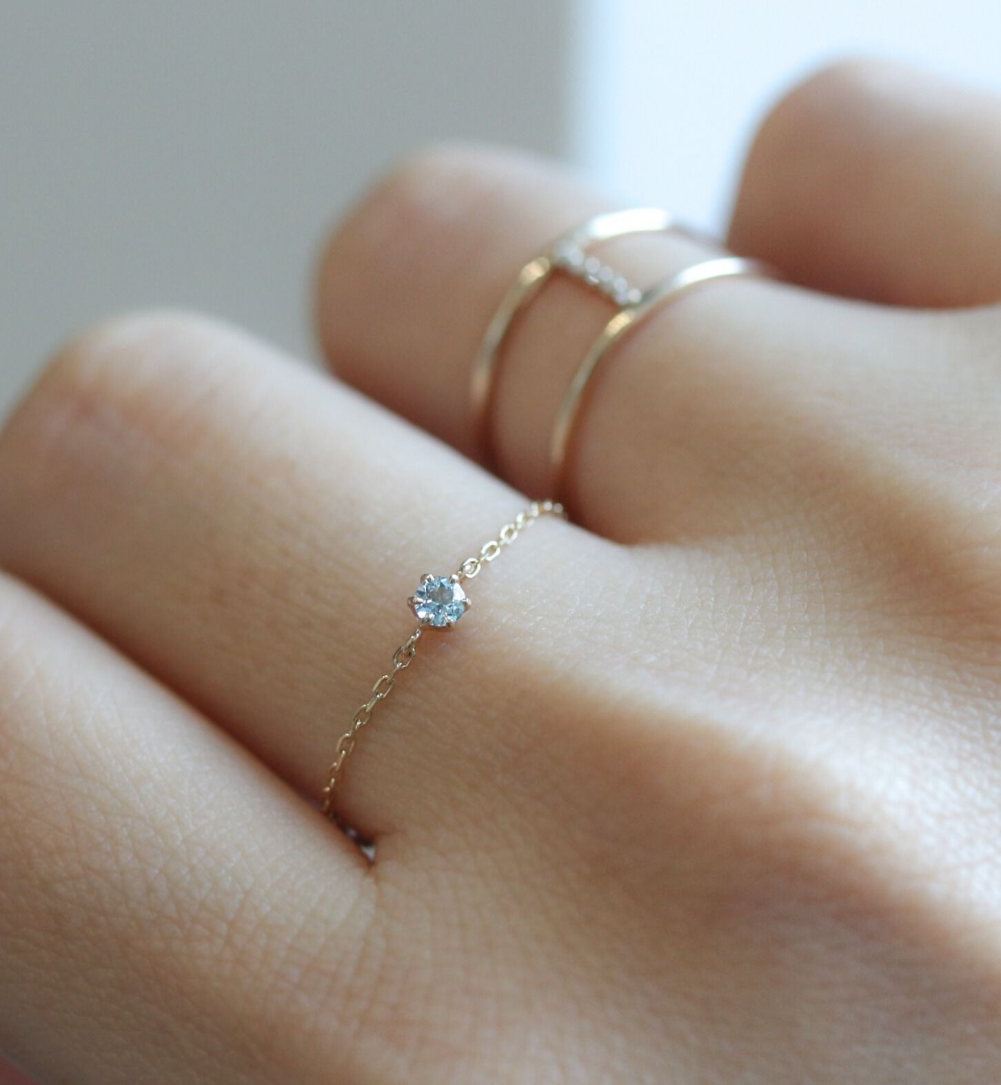  「ブルートパーズ チェーンリング | K10YG【WEB/ランドマーク店限定】」|リング|