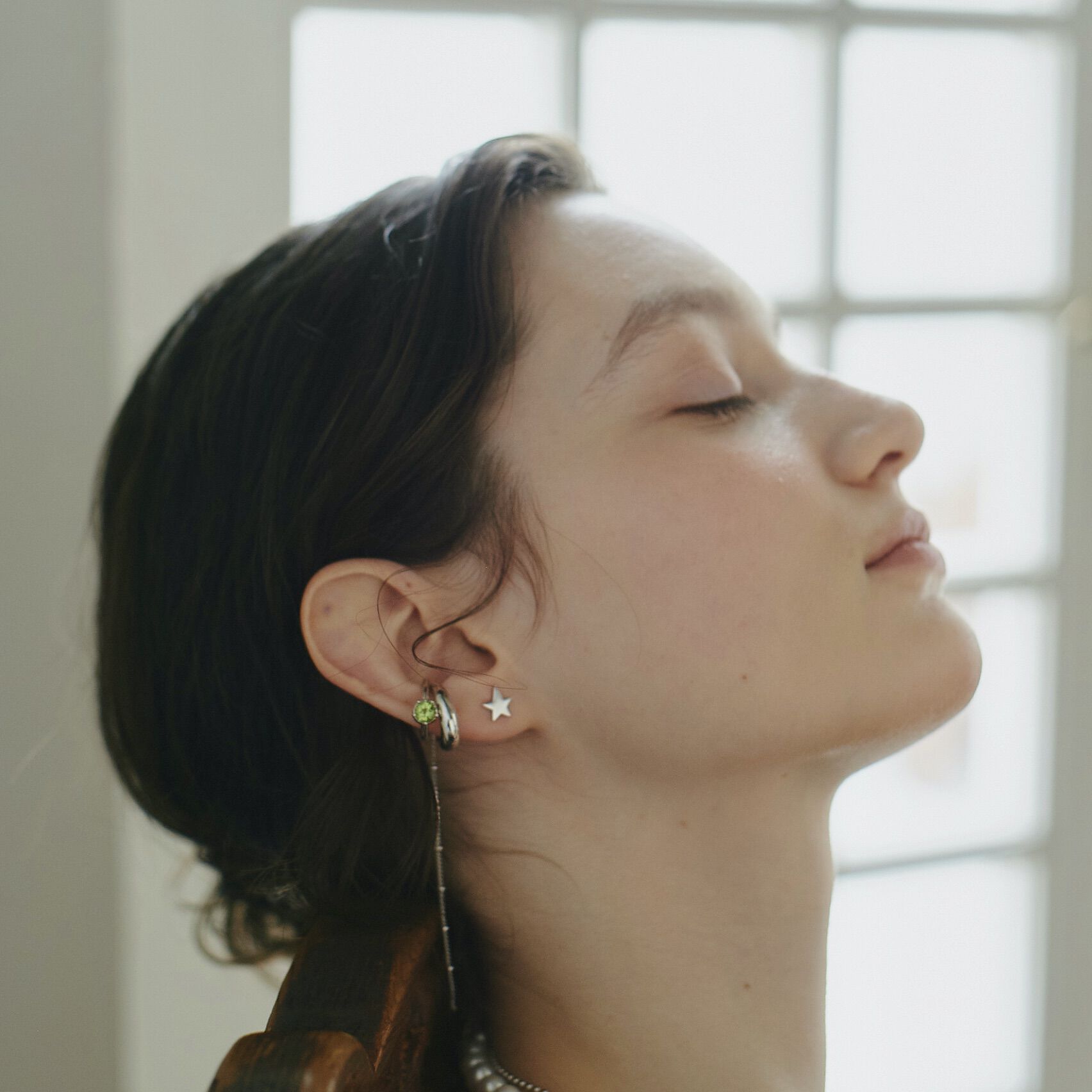 warmth「Color Stone Ear Cuff」|イヤーカフ|グリーン