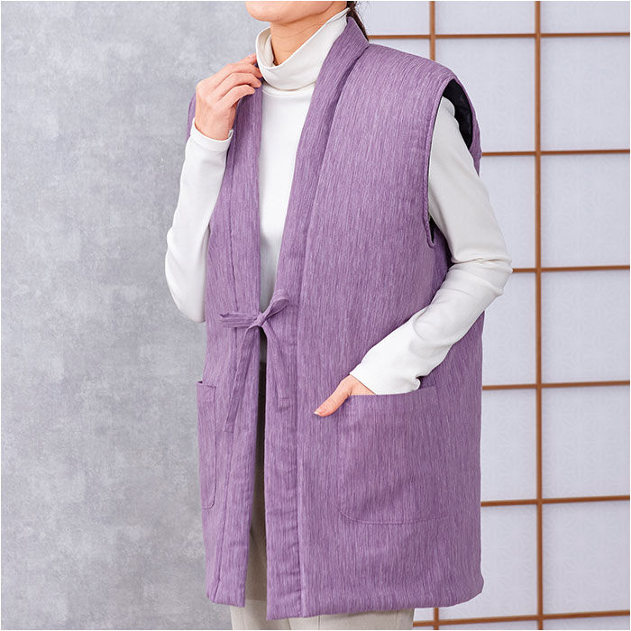 BACKYARD FAMILY「高島ちぢみ ベスト 中綿 袖なし 通販 羽織 羽織り 部屋着 ルームウェア ルームウエア そでなし」|ルームウェア|