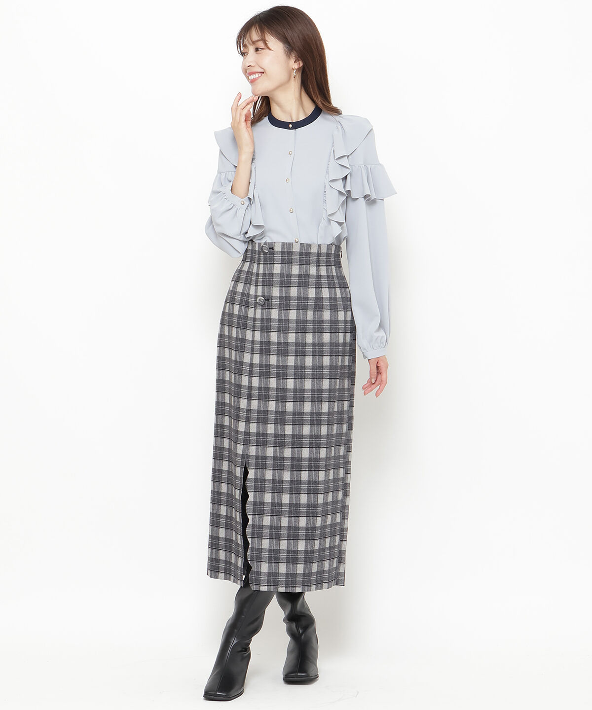 アンドクチュール「スカラップスリットタイトスカート」|タイト|